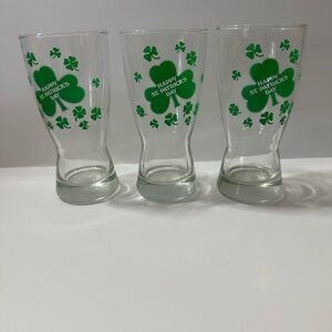 St. Patrick's Day Glass Set - Green Shamrock Design